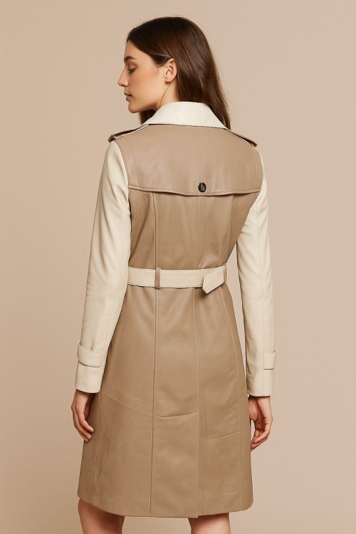 LADIES LEATHER LONG COAT