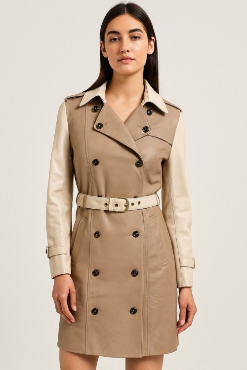 LADIES LEATHER LONG COAT